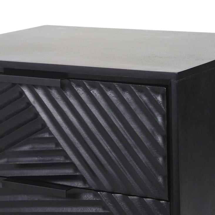 Maisons Du Monde Turkana Business - Mesita De Noche Profesional De Mango Macizo Y Metal Negro