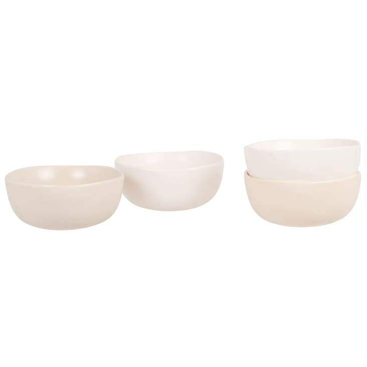 Maisons du Monde TUZ - Cuencos de aperitivo de gres blanco y beige (x4)