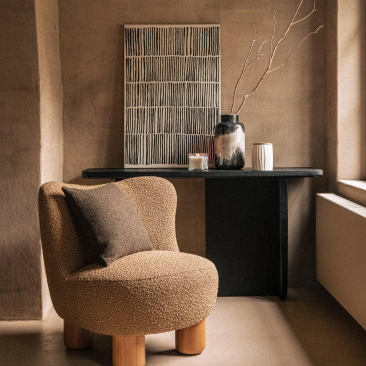 Maisons Du Monde TUZ - Tarro De Gres Blanco Con Tapa De Madera De Acacia Alt. 16