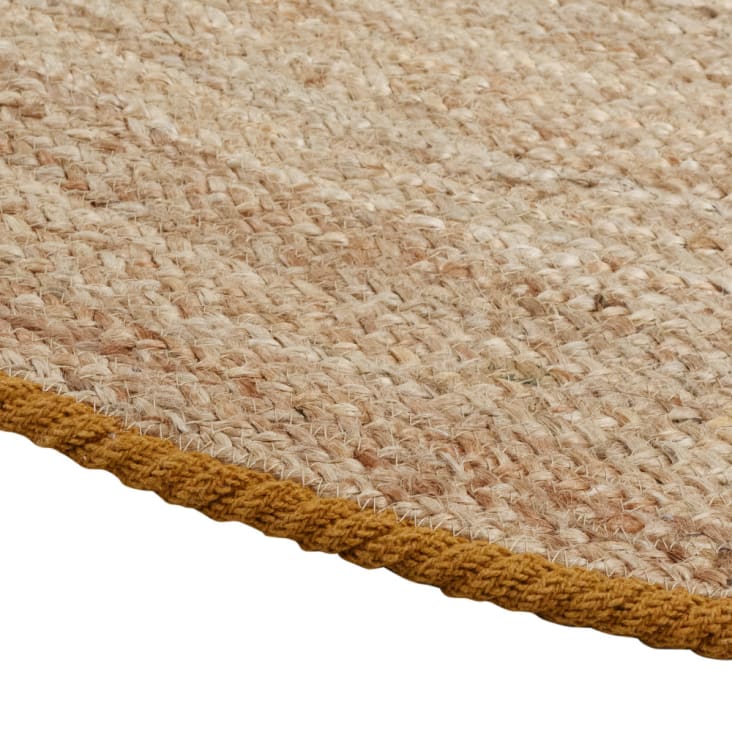 Maisons Du Monde TWIST - Alfombra Ovalada De Yute Trenzado Y Ribete De Algodón Ocre 90x150