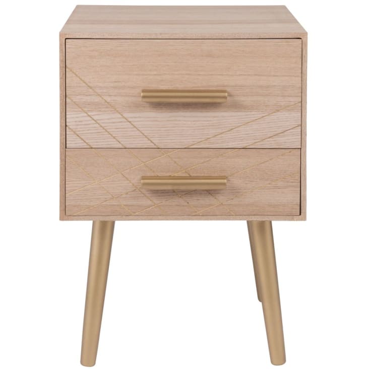 Maisons du Monde UBUD - Mesita de noche de 2 cajones con tiradores dorados