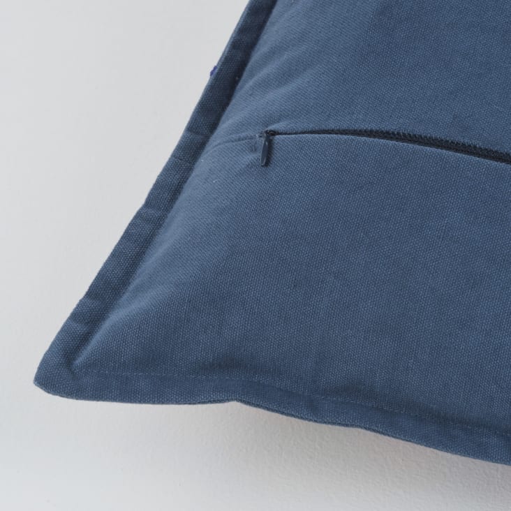 Maisons Du Monde UDUPI - Cojín Bordado De Algodón Reciclado Multicolor Con Pompones 50 X 50