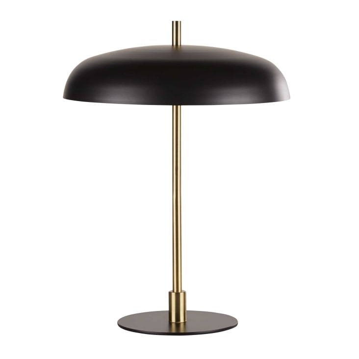 Maisons du Monde Urana - Lámpara de mesa de metal dorado y negro