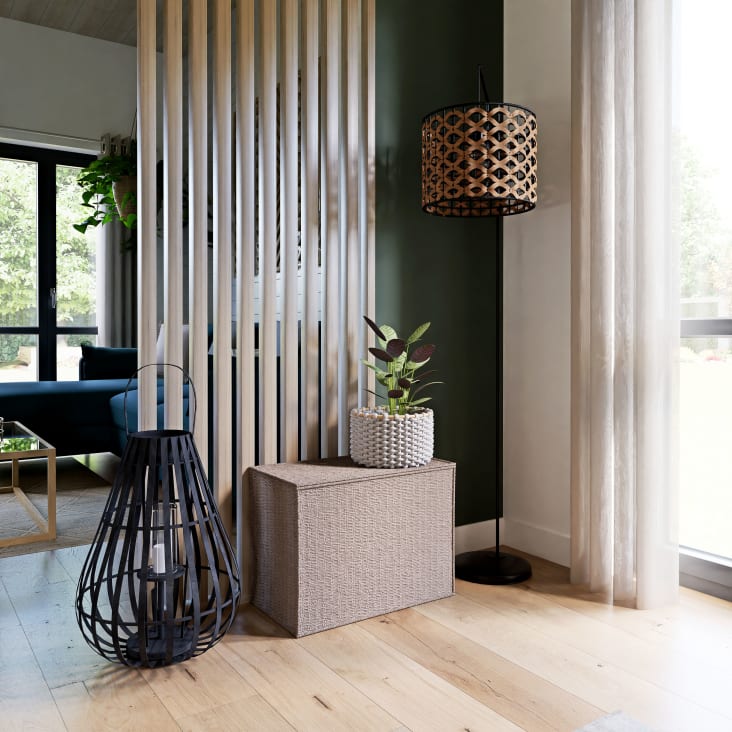 Maisons Du Monde USSEL - Baúl De Junco De Mar Trenzado Y Metal Reciclado