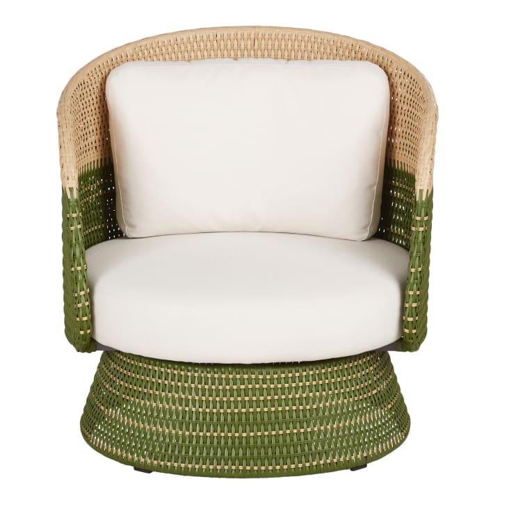 Maisons Du Monde Valencia - Sillón De Jardín Giratorio De Resina Caqui Y Beige Y Cojines Beige