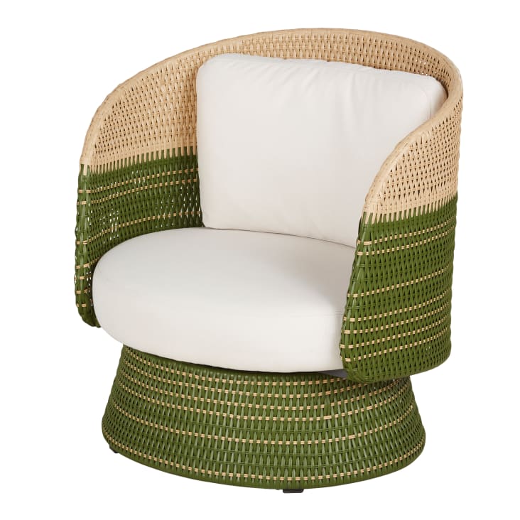 Maisons du Monde Valencia - Sillón de jardín giratorio de resina caqui y beige y cojines beige