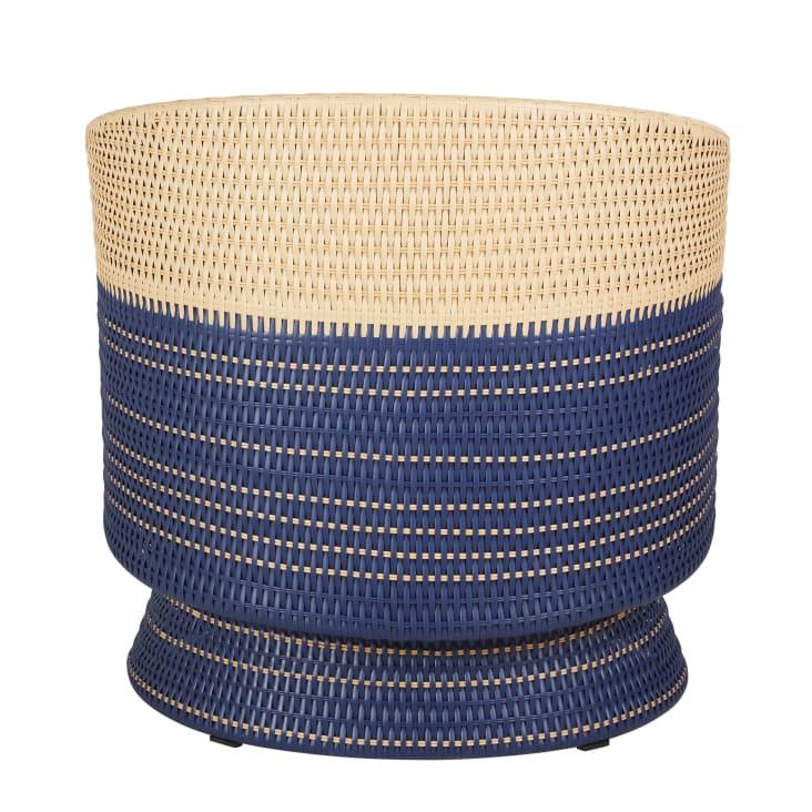 Maisons Du Monde Valencia - Sillón Giratorio De Jardín De Resina Azul Y Beige Con Cojines Beige