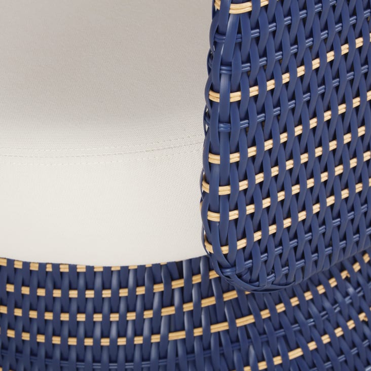 Maisons Du Monde Valencia - Sillón Giratorio De Jardín De Resina Azul Y Beige Con Cojines Beige