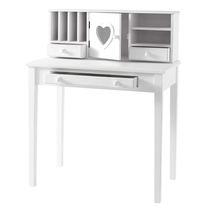 Maisons Du Monde Valentine - Escritorio-secreter Con 1 Puerta Y 3 Cajones Blanco