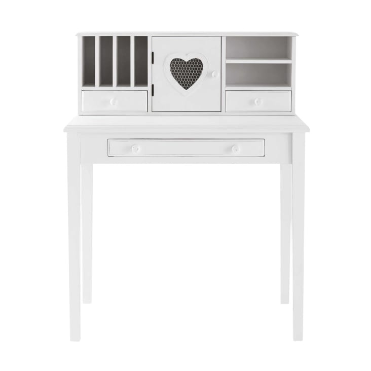 Maisons du Monde Valentine - Escritorio-secreter con 1 puerta y 3 cajones blanco