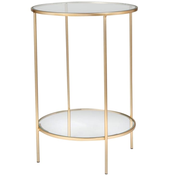 Maisons Du Monde VALIA - Mesa Auxiliar De Cristal Y Metal Dorado