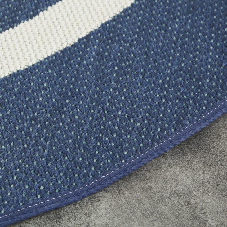 Maisons Du Monde VALLONGUE - Alfombra Redonda De Polipropileno En Azul Y Blanco 160 X 160