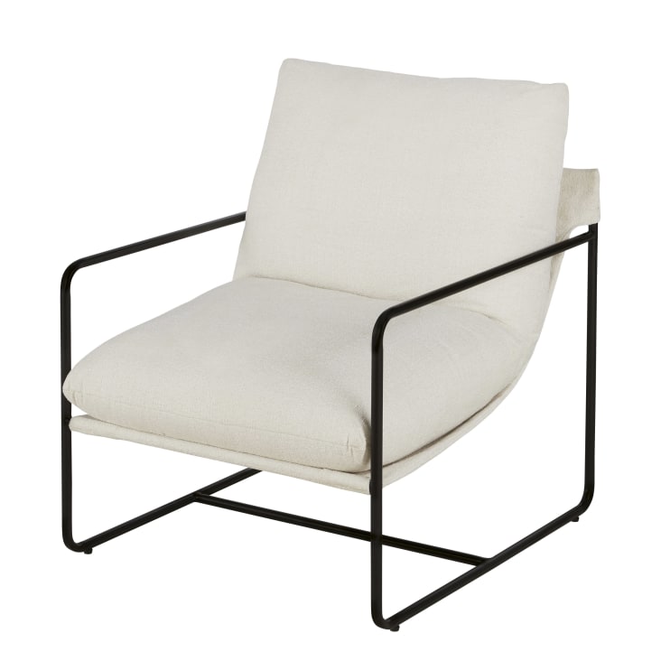 Maisons du Monde Van - Sillón beige con patas de acero negro