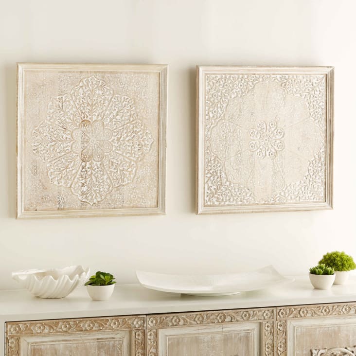 Maisons Du Monde Vanira - Marcos De Mango Esculpido Blanqueado (x2) 60x60