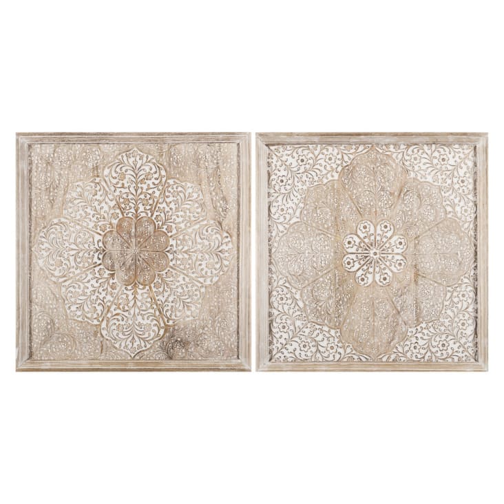 Maisons du Monde Vanira - Marcos de mango esculpido blanqueado (x2) 60x60