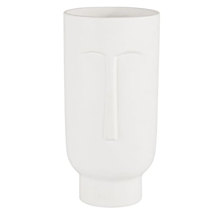 Maisons du Monde Vela con diseño de rostro en tarro de cerámica blanca