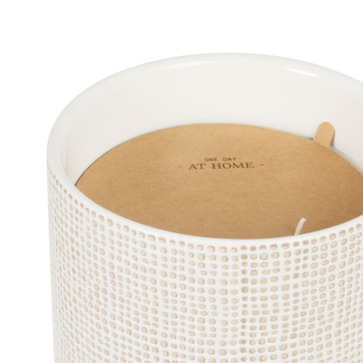 Maisons Du Monde Vela Perfumada En Tarro De Cerámica Blanca Y Color Caramelo 1000g