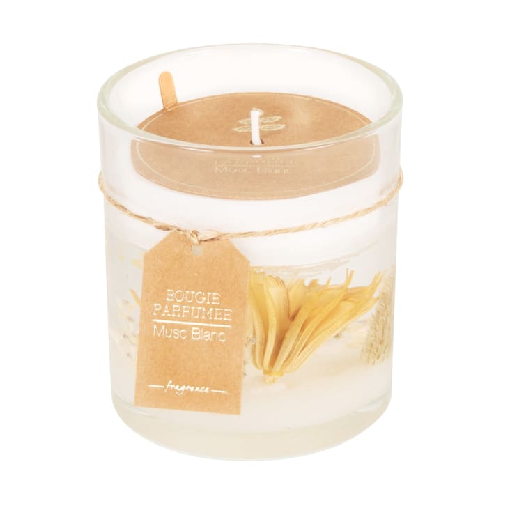 Maisons du Monde Vela perfumada en tarro de cristal beige y blanco 95g