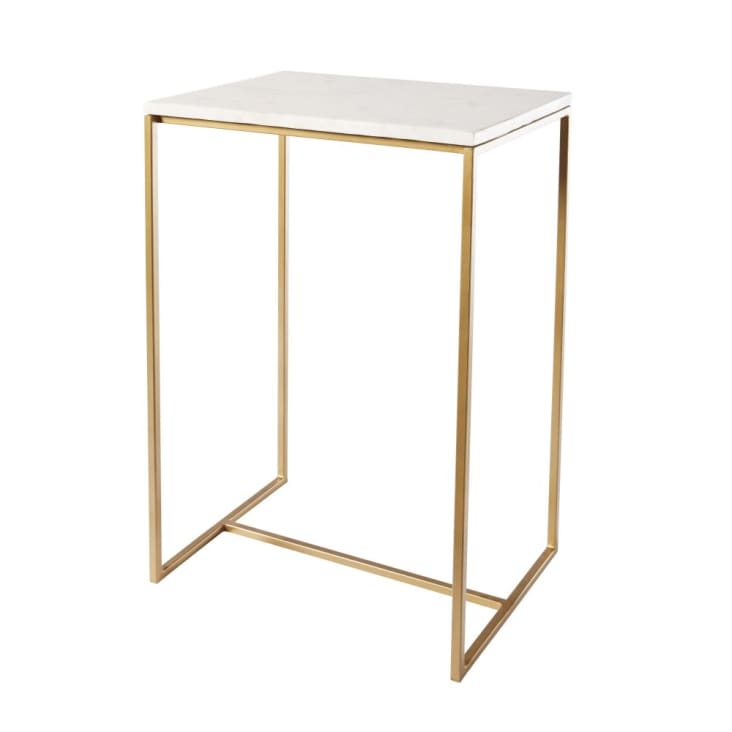 Maisons Du Monde VENICE - Mesa Auxiliar De Mármol Blanco Y Metal Dorado