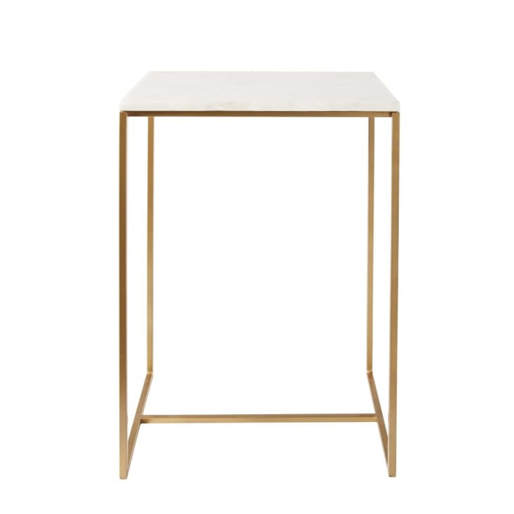 Maisons du Monde VENICE - Mesa auxiliar de mármol blanco y metal dorado