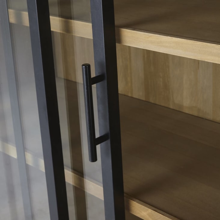 Maisons Du Monde Ventura - Vitrina Con 2 Puertas De Pino Macizo Y Vidrio Templado