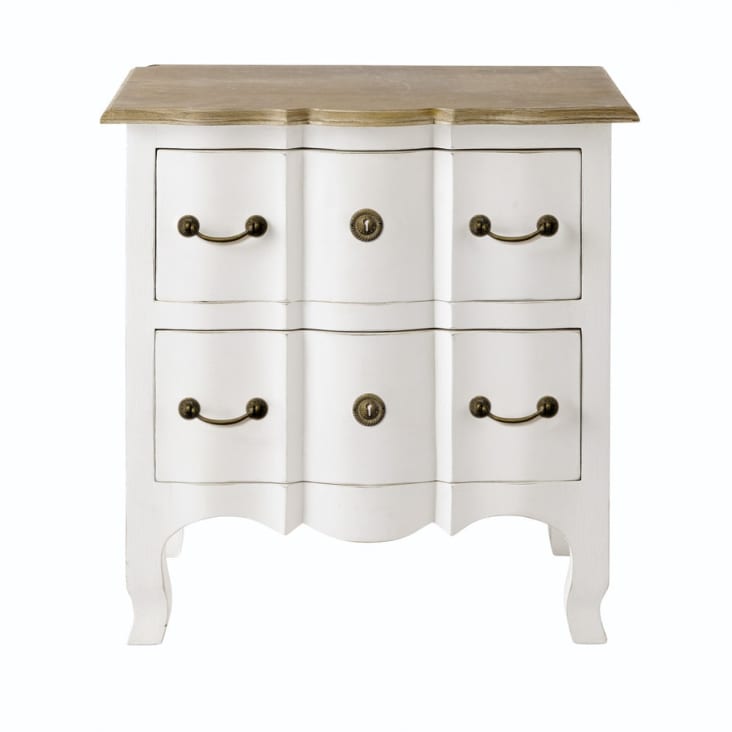 Maisons du Monde Versailles - Mesita de noche 2 cajones de acacia y mango blanco