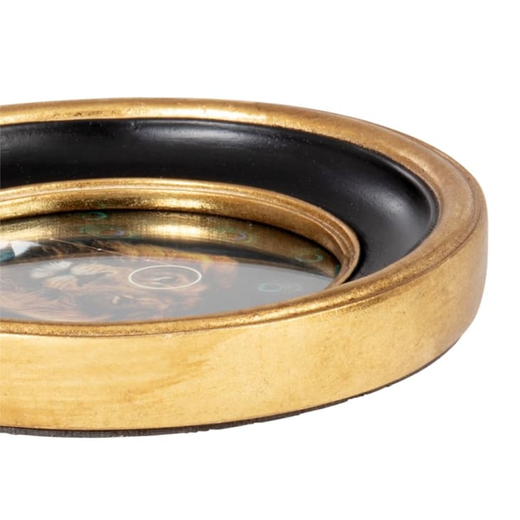 Maisons Du Monde VICTORIA - Marco De Fotos Redondo De Polirresina Negra Y Dorada 12x12 Cm