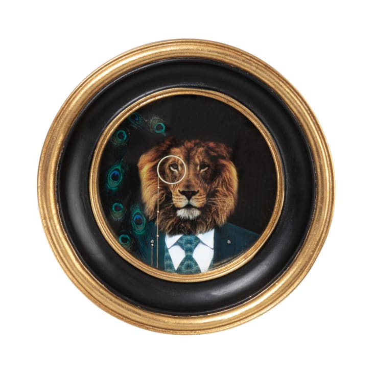 Maisons du Monde VICTORIA - Marco de fotos redondo de polirresina negra y dorada 12x12 cm