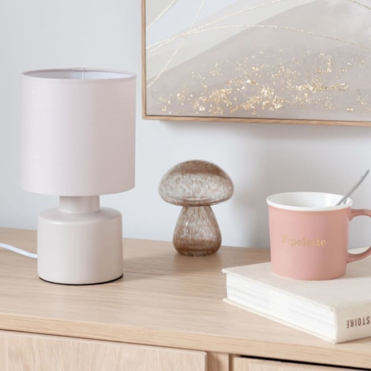 Maisons Du Monde Vienna - Lámpara De Cerámica Con Pantalla Beige Rosado