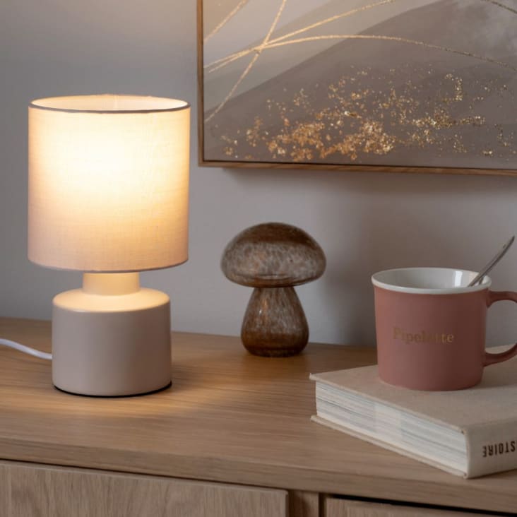 Maisons Du Monde Vienna - Lámpara De Cerámica Con Pantalla Beige Rosado