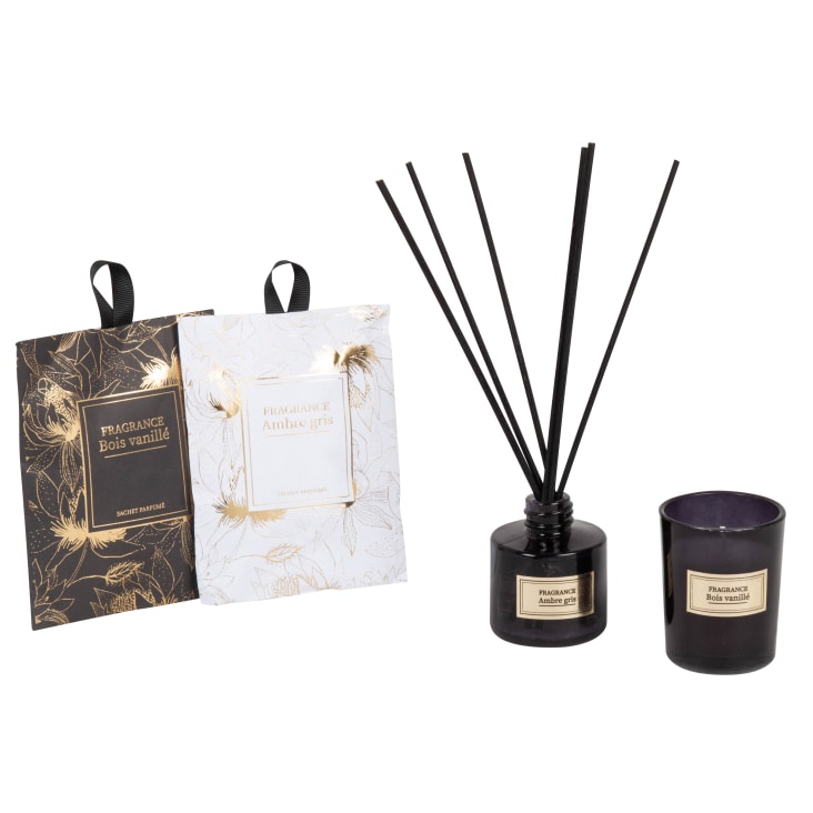 Maisons Du Monde VIENNE - Difusor De Cristal Bolsitas Y Vela Perfumadas (45g) Con Soporte De Jaula De Metal Dorado