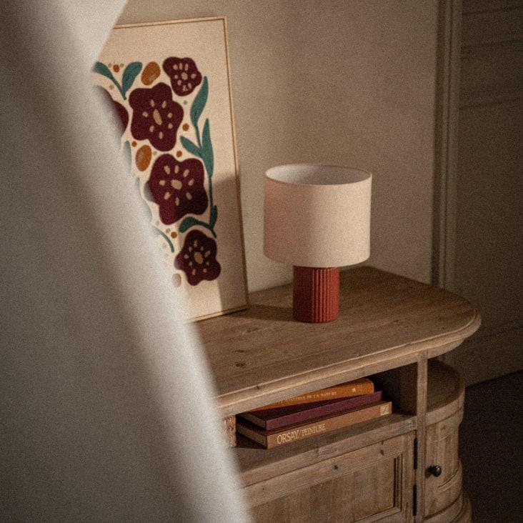 Maisons Du Monde Vigo - Lámpara De Cerámica Terracota Con Pantalla De Poliéster Reciclado Beige