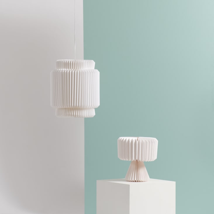Maisons Du Monde VINA - Lámpara Con Forma De Abanico De Papel Plegado Blanco
