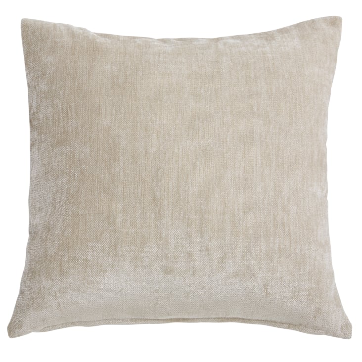Maisons du Monde Vintage velvet - Cojín de terciopelo beige efecto envejecido 45x45