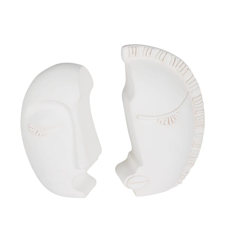 Maisons Du Monde Visaba - Escultura De Caras De Cemento Blanco De 30 Cm
