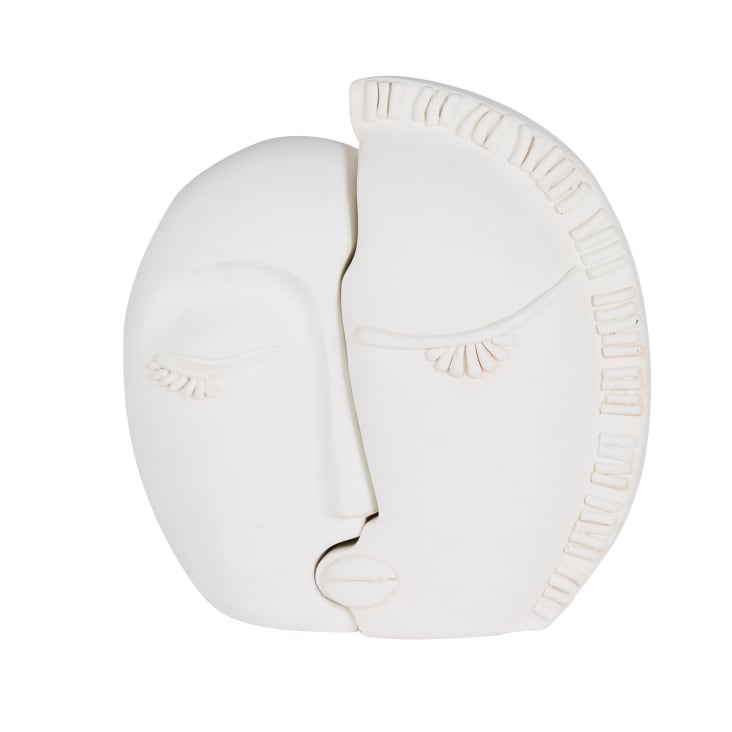 Maisons du Monde Visaba - Escultura de caras de cemento blanco de 30 cm