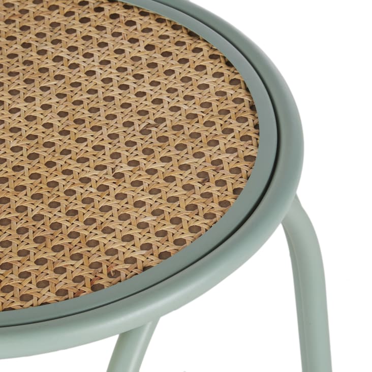 Maisons Du Monde VOLODIA - Mesa Auxiliar Vintage De Ratán Trenzado Y Hierro Azul