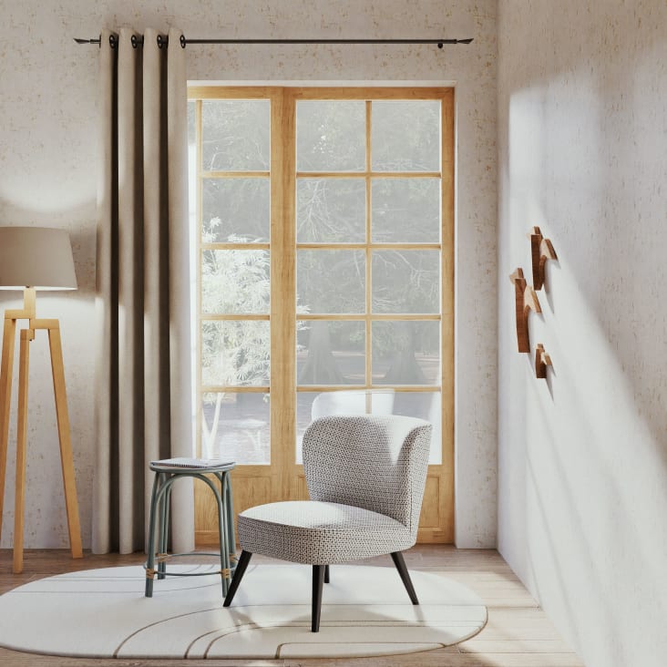 Maisons Du Monde VOLODIA - Mesa Auxiliar Vintage De Ratán Trenzado Y Hierro Azul