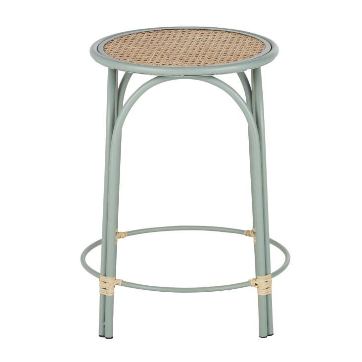 Maisons du Monde VOLODIA - Mesa auxiliar vintage de ratán trenzado y hierro azul