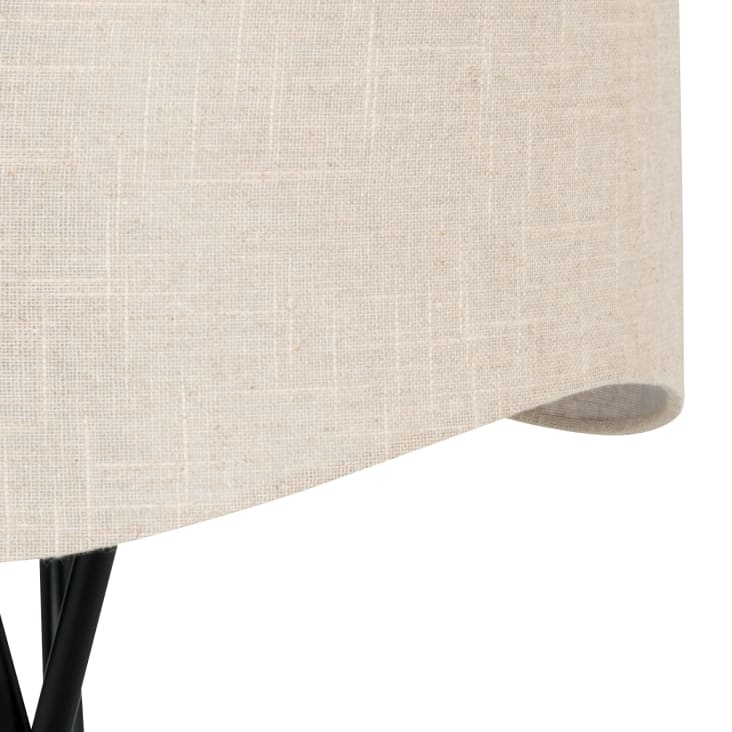 Maisons Du Monde Wavea - Lámpara Industrial De Metal Negro Con Pantalla De Algodón Gris H150