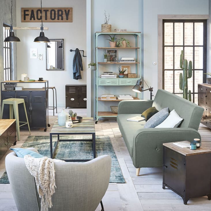 Maisons Du Monde Wayne - Aparador Bajo De Metal Industrial Con 2 Puertas