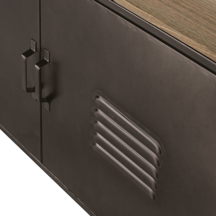 Maisons Du Monde Wayne - Biblioteca Con 2 Puertas Grises De Metal Y Mango Macizo