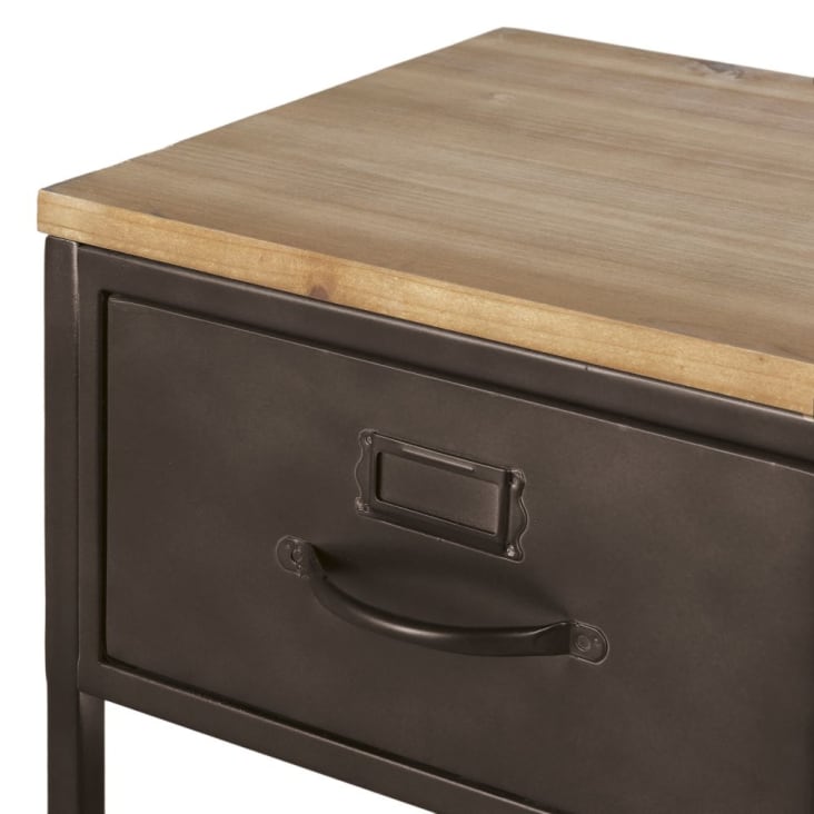 Maisons Du Monde Wayne - Consola Con 3 Cajones De Madera De Pino Macizo Y Metal Patinado Efecto Envejecido