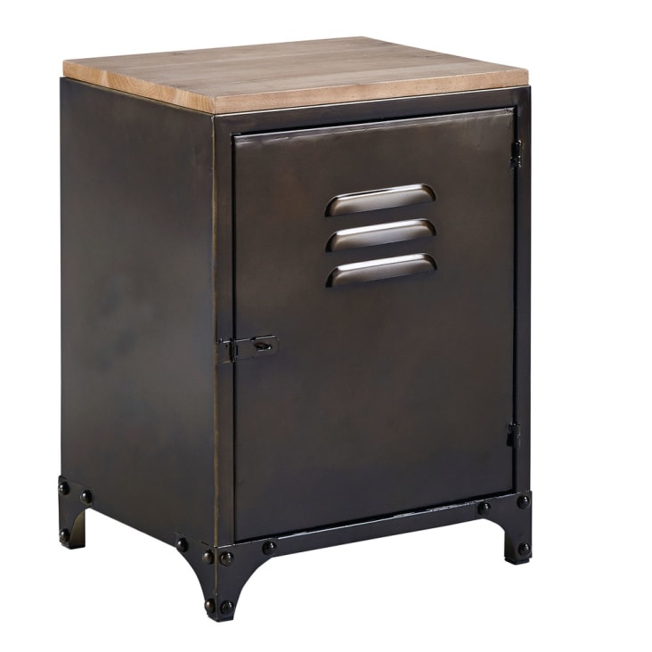 Maisons Du Monde Wayne - Mesita De Noche Industrial De Metal Y Abeto