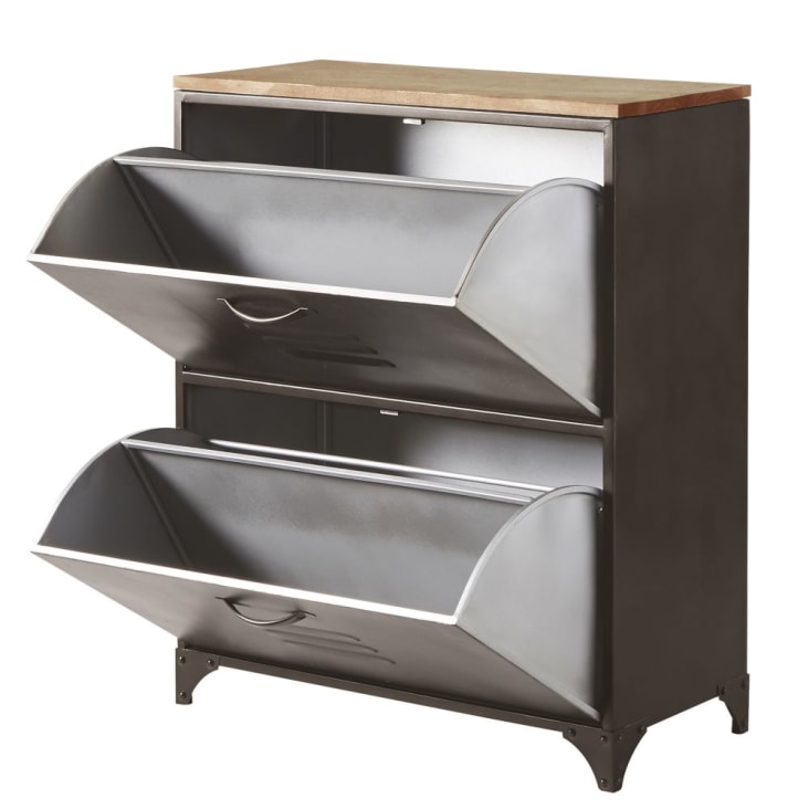 Maisons Du Monde Wayne - Mueble Zapatero 2 Cajones De Metal Y Abeto