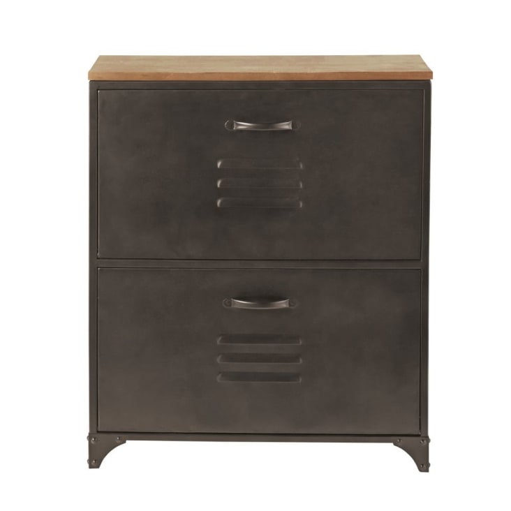 Maisons du Monde Wayne - Mueble zapatero 2 cajones de metal y abeto