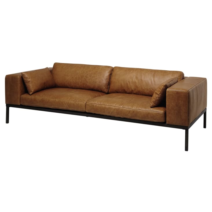 Maisons Du Monde Wellington - Sofá 4 Plazas De Piel Color Camello