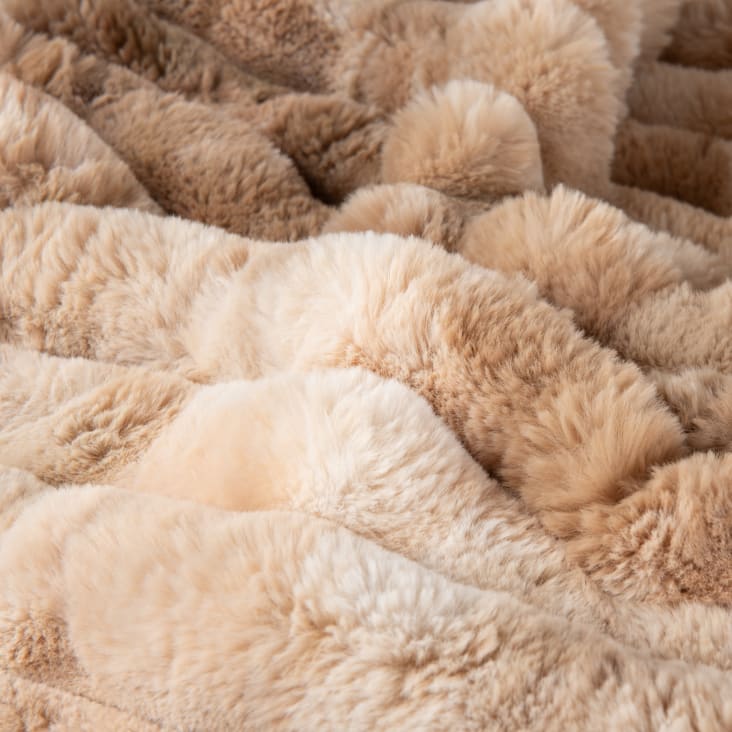 Maisons Du Monde Wolf - Colcha Imitación Piel Beige De 150x200 Cm