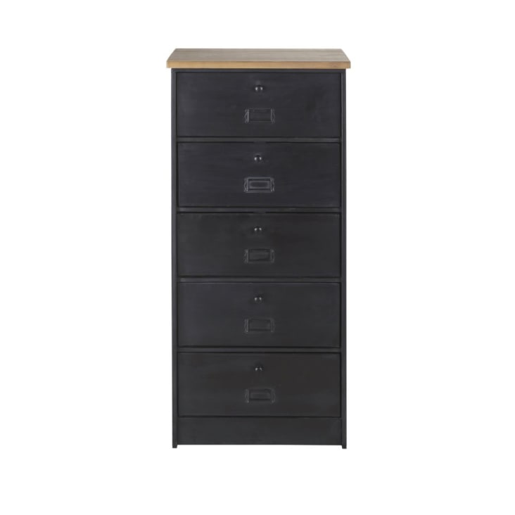 Maisons du Monde WYATT - Mueble pequeño con 5 cajones de madera de abeto y metal negro
