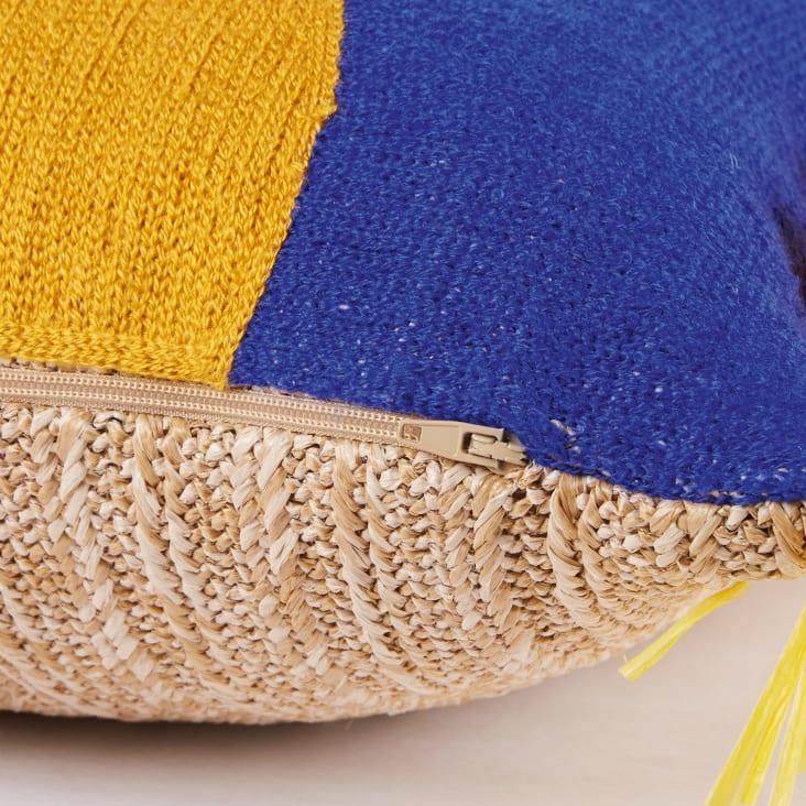Maisons Du Monde Yecla - Cojín De Exterior Con Bordado Tricolor Y Flecos 45x45 Cm